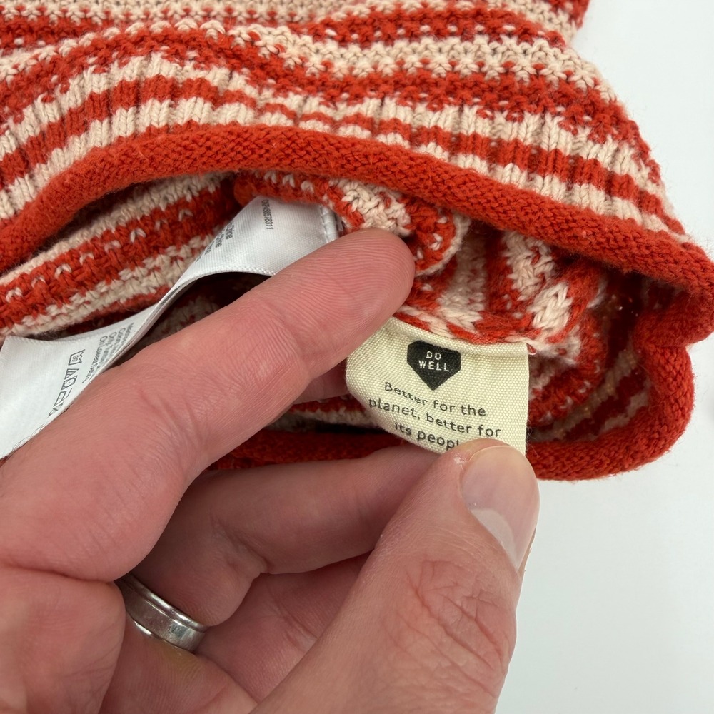 Madewell Women Red Cream Striped Crewneck Sweater Cotton Blend XXS‎ NB358 - Picture 7 of 12